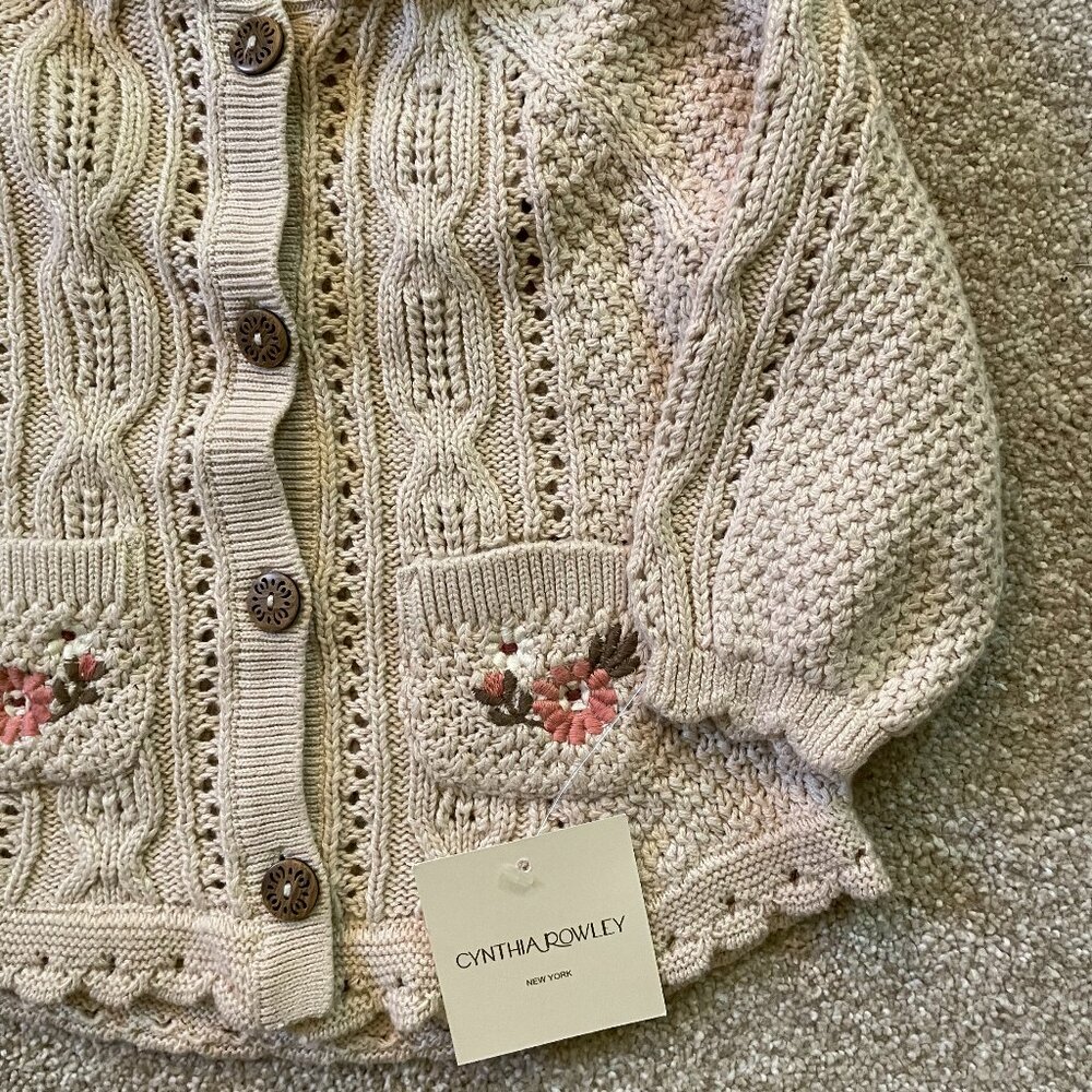 NWT Knit Sweater Hoodie Cardigan 12 mos Floral Cynthia Rowley